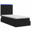 Ottoman seng med madras og LED Sort 90 x 190 cm Stof