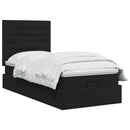 Ottoman seng med madras og LED Sort 90 x 190 cm Stof