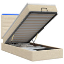 Ottoman seng med madras og LED Cremefarvet 90 x 190 cm Stof