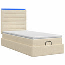 Ottoman seng med madras og LED Cremefarvet 90 x 190 cm Stof