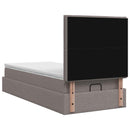 Ottoman seng med madras og LED Gråbrun 90 x 200 cm Stof