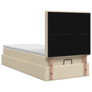 Ottoman seng med madras og LED Cremefarvet 90 x 200 cm Stof