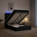 Ottoman seng med madras og LED Sort 120 x 200 cm Stof