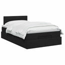 Ottoman seng med madras og LED Sort 120 x 190 cm Stof