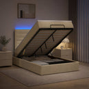 Ottoman seng med madras og LED Cremefarvet 120 x 200 cm Stof
