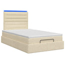 Ottoman seng med madras og LED Cremefarvet 120 x 200 cm Stof