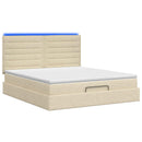 Ottoman seng med madras og LED Cremefarvet 140 x 190 cm Stof
