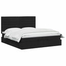 Ottoman seng med madras og LED Sort 140 x 200 cm Stof