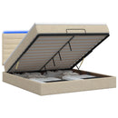 Ottoman seng med madras og LED Cremefarvet 140 x 200 cm Stof
