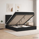Ottoman seng med madras og LED Sort 140 x 200 cm Stof