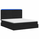 Ottoman seng med madras og LED Sort 180 x 200 cm Stof