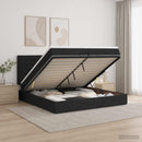Ottoman seng med madras og LED Sort 200 x 200 cm Stof