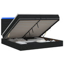 Ottoman seng med madras og LED Sort 200 x 200 cm Stof