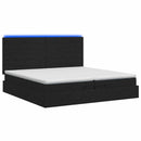 Ottoman seng med madras og LED Sort 200 x 200 cm Stof