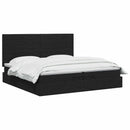 Ottoman seng med madras og LED Sort 200 x 200 cm Stof