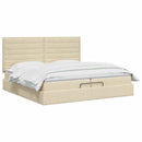 Ottoman seng med madras og LED Cremefarvet 200 x 200 cm Stof