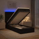 Ottoman seng med madras og LED Sort 90 x 190 cm Stof
