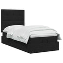 Ottoman seng med madras og LED Sort 80 x 200 cm Stof