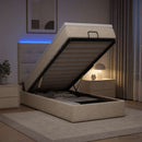 Ottoman seng med madras og LED Cremefarvet 100 x 200 cm Stof