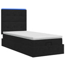 Ottoman seng med madras og LED Sort 100 x 200 cm Stof
