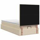 Ottoman seng med madras og LED Cremefarvet 100 x 200 cm Stof