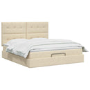 Ottoman seng med madras og LED Cremefarvet 140 x 190 cm Stof