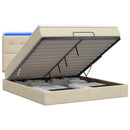 Ottoman seng med madras og LED Cremefarvet 140 x 200 cm Stof