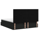 Ottoman seng med madras og LED Sort 160 x 200 cm Stof