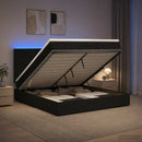 Ottoman seng med madras og LED Sort 140 x 190 cm Stof
