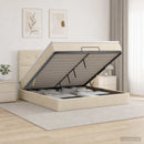 Ottoman seng med madras og LED Cremefarvet 140 x 200 cm Stof