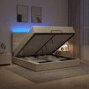 Ottoman seng med madras og LED Cremefarvet 140 x 200 cm Stof