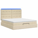 Ottoman seng med madras og LED Cremefarvet 180 x 200 cm Stof