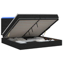 Ottoman seng med madras og LED Sort 200 x 200 cm Stof