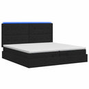 Ottoman seng med madras og LED Sort 200 x 200 cm Stof