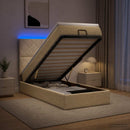 Ottoman seng med madras og LED Cremefarvet 90 x 190 cm Stof