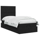 Ottoman seng med madras og LED Sort 100 x 200 cm Stof