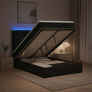 Ottoman seng med madras og LED Sort 120 x 200 cm Stof
