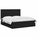 Ottoman seng med madras og LED Sort 140 x 200 cm Stof