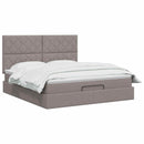 Ottoman seng med madras og LED Gråbrun 140 x 200 cm Stof