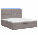 Ottoman seng med madras og LED Gråbrun 180 x 200 cm Stof