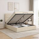 Ottoman seng med madras og LED Cremefarvet 180 x 200 cm Stof