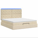 Ottoman seng med madras og LED Cremefarvet 180 x 200 cm Stof