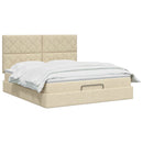 Ottoman seng med madras og LED Cremefarvet 180 x 200 cm Stof