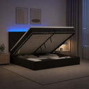 Ottoman seng med madras og LED Sort 200 x 200 cm Stof