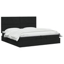 Ottoman seng med madras og LED Sort 200 x 200 cm Stof