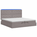 Ottoman seng med madras og LED Gråbrun 200 x 200 cm Stof
