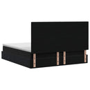 Ottoman seng med madras og LED Sort 140 x 190 cm Fløjl