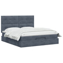 Ottoman seng med madras og LED Mørkegrå 180 x 200 cm Fløjl