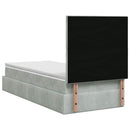 Ottoman seng med madras og LED Lysegrå 80 x 200 cm Fløjl