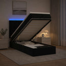 Ottoman seng med madras og LED Sort 90 x 190 cm Fløjl